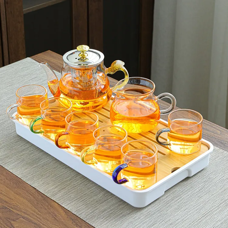 耐高温玻璃茶具套装功夫茶具家用客厅杯架泡茶壶小套装喝茶杯盖碗