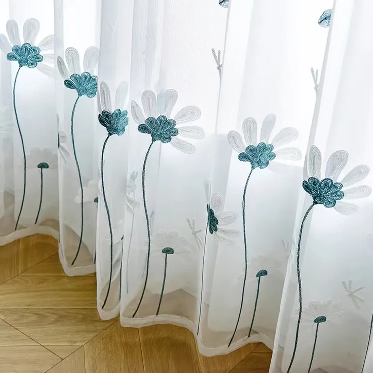 刺绣窗纱 电脑绣花透光透人窗纱