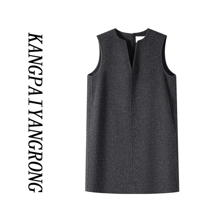 【高奢定制款】纯羊毛双面呢马甲裙经典简约宽松中长款时尚连衣裙女