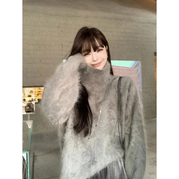 2025秋季高级感轻熟风软糯舒适毛针织衫上衣高腰松弛感休闲阔腿裤