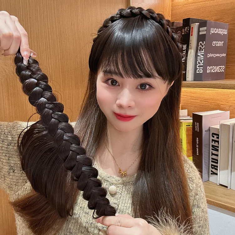 刘海假发发一体式假发麻花发箍