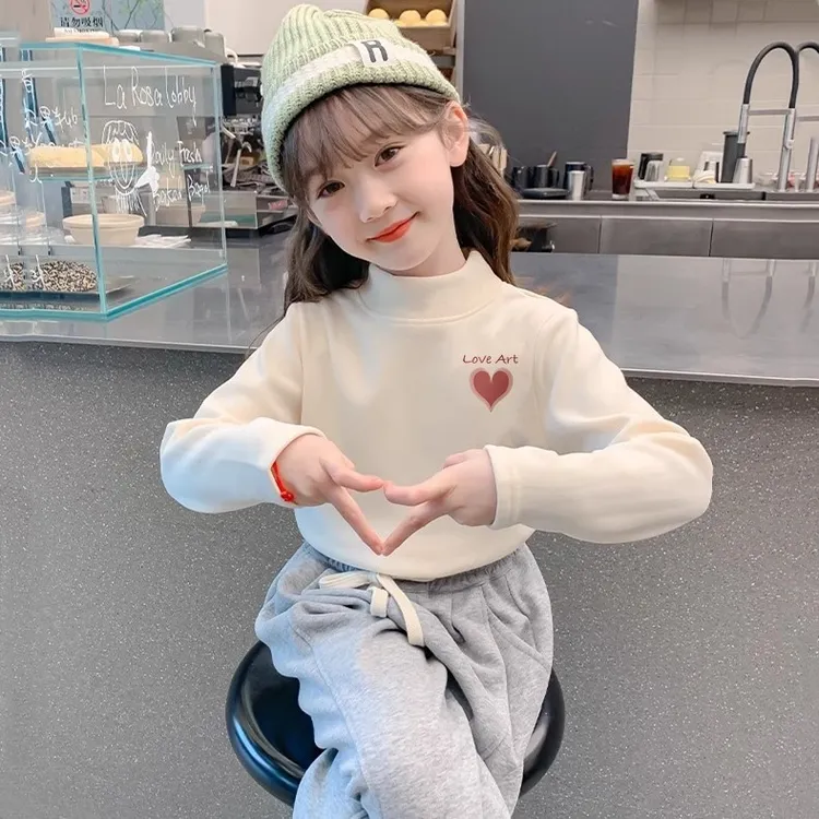 女童加德绒打底衫秋冬装新款儿童长袖t恤宝宝洋气保暖内搭上衣服