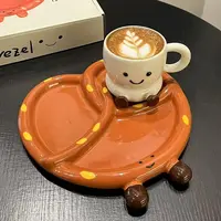 【圆和圈】设计师款 手绘釉下彩 可爱碱水面包分餐盘 马克杯 餐具