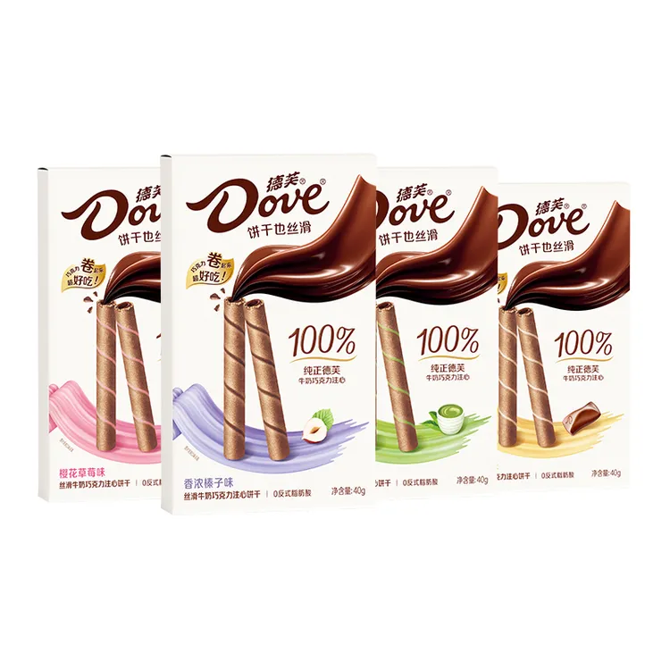 德芙丝滑牛奶巧克力多口味注心饼干40g*3盒办公小零食好吃原味