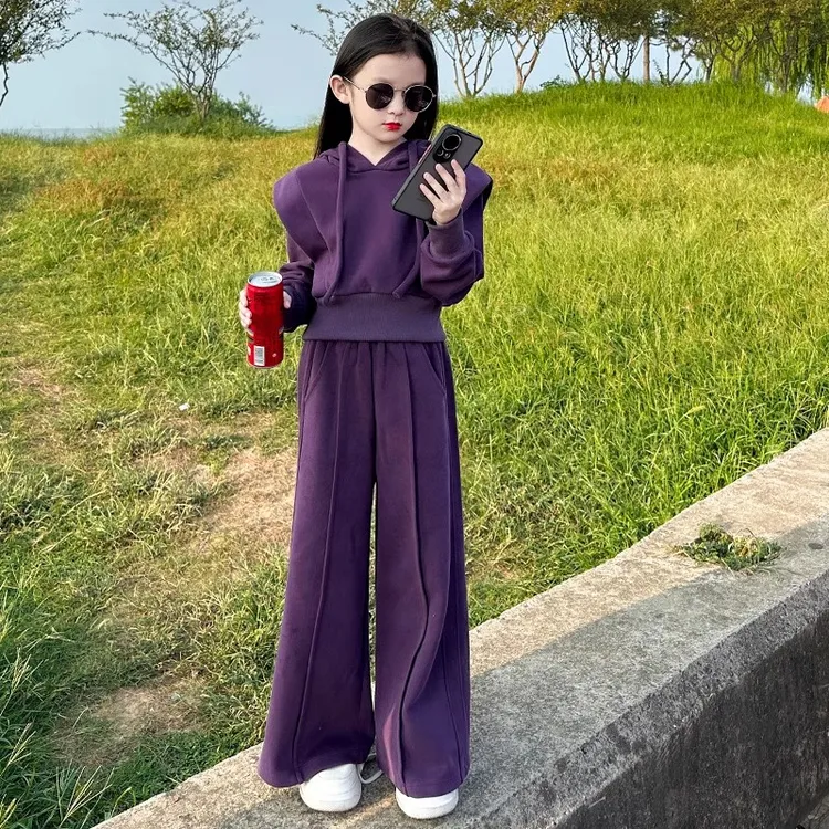 女童秋冬季卫衣套装2025新款中大童洋气休闲运动服儿童春秋加绒潮