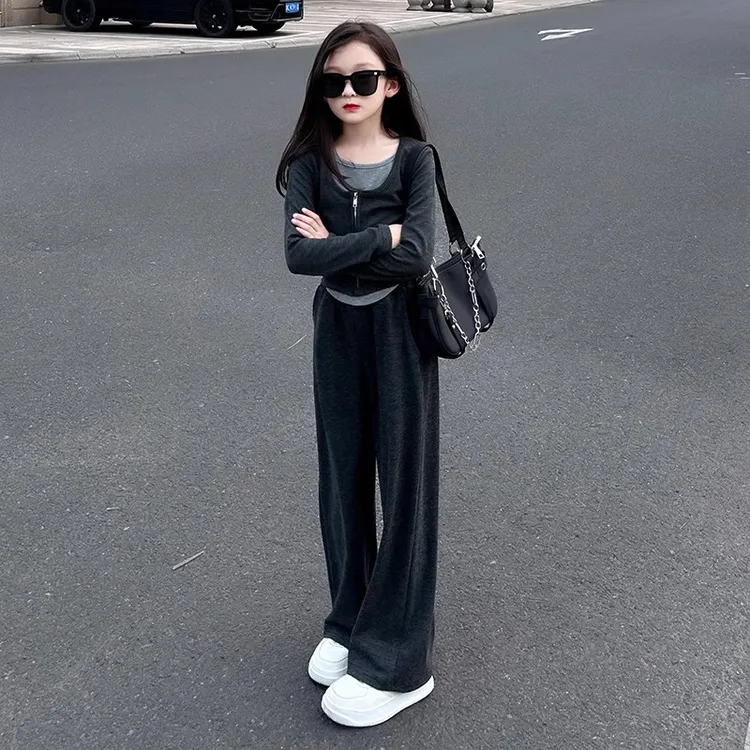 女童洋气时髦两件套2025新款秋季女孩休闲针织中大童春秋潮酷套装