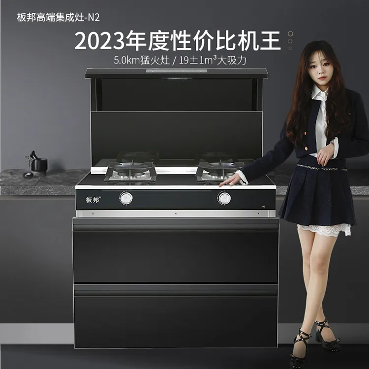 板邦N2一体机集成灶大吸力猛火灶烘干蒸烤侧吸语音下排式模块新款