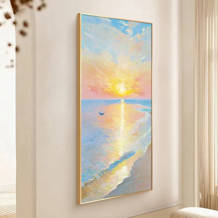 一帆风顺玄关装饰画现代简约客厅沙发背景墙挂画入户正对门走廊画