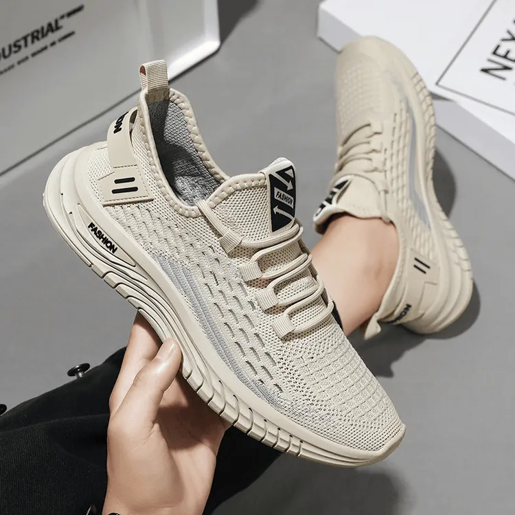 夏季2025年网面透气休闲软底跑步男鞋飞织运动潮鞋椰子鞋时尚百搭