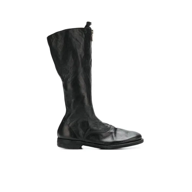 全新未使用  Guidi 女士黑色410马皮长靴