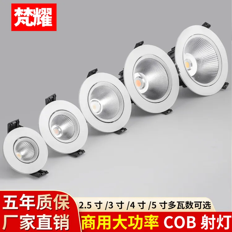 射灯LED天花灯嵌入式超亮COB家用孔灯筒灯7W10W12W15W20W商用聚光