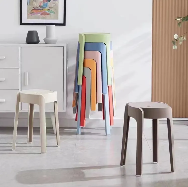 大号加厚风车凳简约网红旋风凳子家用客廳塑料凳可叠放现代餐桌凳