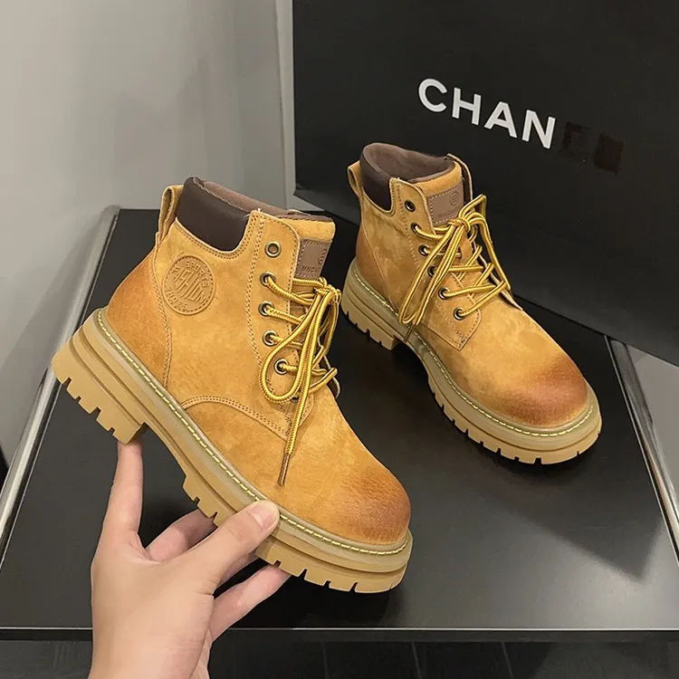 厚底马丁靴ins女鞋英伦风经典大黄靴户外百搭高帮工装靴靴子