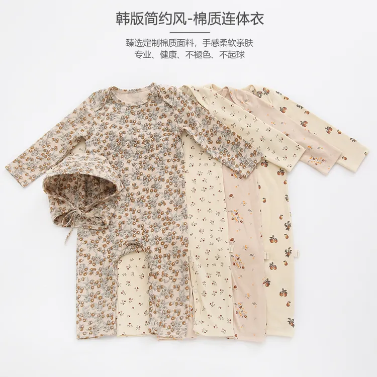欧美风亲肤柔软婴儿打底连体衣男女通用长袖哈衣爬服印花欧美