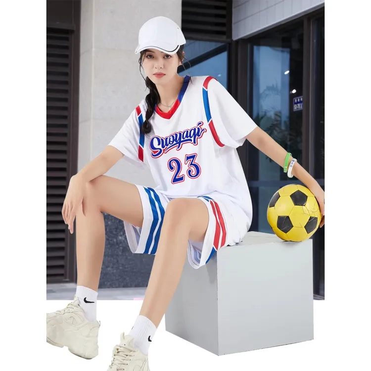篮球服女学生运动比赛球衣假两件短袖训练队服儿童夏季班服订定制