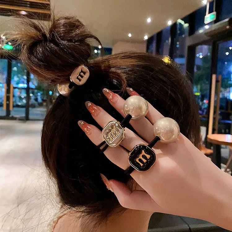 东大门新款质感头绳丸子头发圈仿珍珠发饰发绳女扎马尾发圈头绳