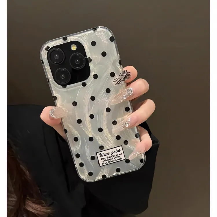 标签波点适用iPhone15/14promax手机壳苹果13/12羽纱纹11高级感xr