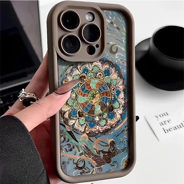 敦煌壁画适用iphone16/15promax手机壳苹果13/14全包12/11p硅胶xr