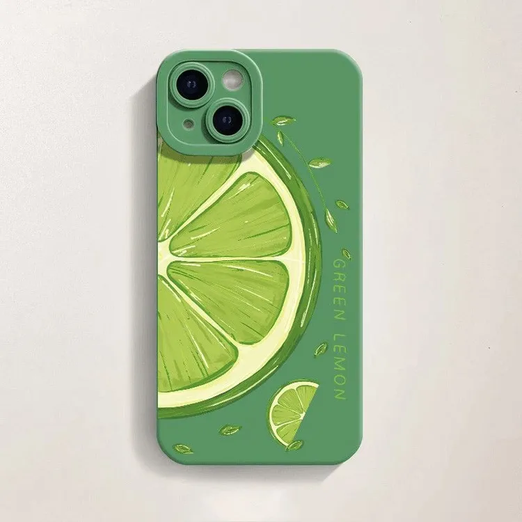 夏日青柠檬适用iPhone15ProMax手机壳14苹果13硅胶12全包11防摔xr