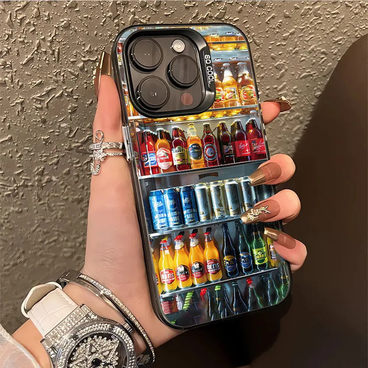 创意冰箱啤酒适用iphone15/14promax手机壳苹果13/12全包11个性xr