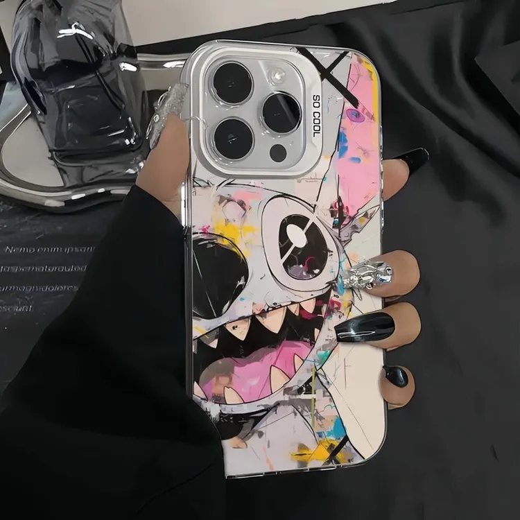 涂鸦史迪仔适用苹果16promax手机壳iPhone15防摔14简约13/12彩银8