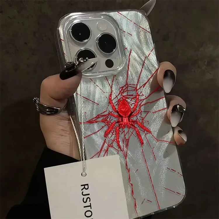 红色蜘蛛适用iPhone15/14ProMax手机壳苹果13/12/11全包XS/XR防摔