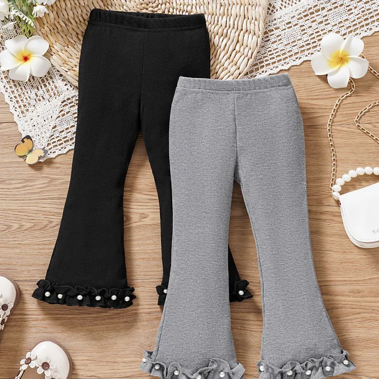 女童儿童喇叭裤修身弹力裤木耳花边可爱甜美外穿洋气修身大童女孩