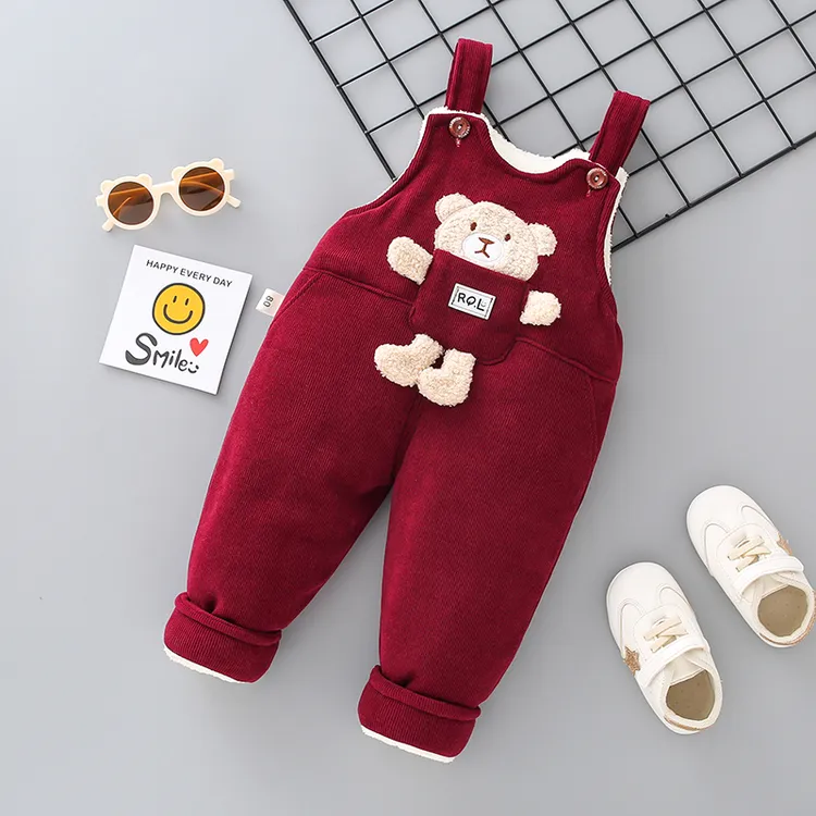 婴儿背带裤加厚冬季外穿棉衣服保暖加绒裤子秋冬款男宝宝背带棉裤