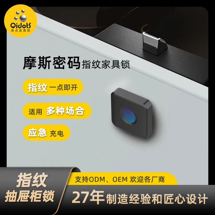 奇点F042智能锁抽屉锁柜门锁指纹锁双开门酒柜衣柜鞋柜锁床头柜锁