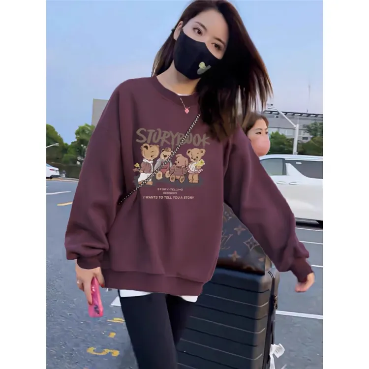 2025秋冬季新款女士卫衣爆款小个子上衣洋气时尚减龄加绒大码外套