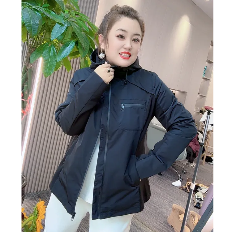 27521（丹姐家）春款连帽子修身显瘦短款休闲外套上衣接拼运动百搭