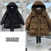 8826（丹姐家）中长款连帽大口袋抽绳工装加厚宽松休闲时尚