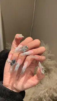 MM新款爆闪蓝色美甲钻白色魅影尖底钻美甲贴钻高品质超闪新款爆款