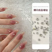 白色【圆形成品堆钻】成品迷你钻球钻银色爆闪平底堆堆钻美甲钻饰品