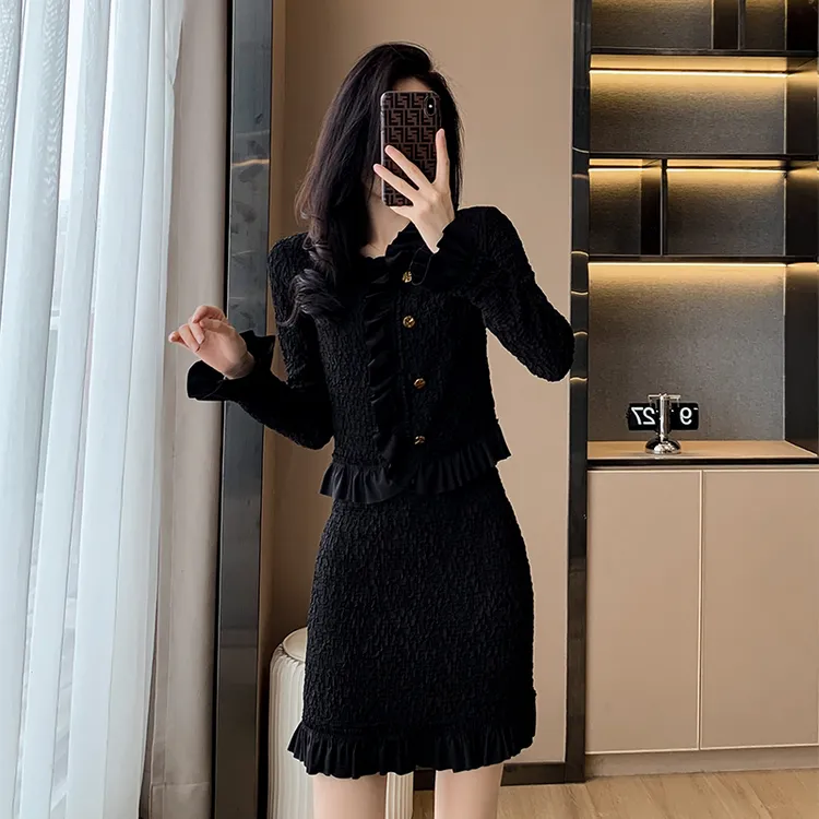 高级感法式时尚小香风套装女2024秋季新款女装温柔裙装两件套裙子