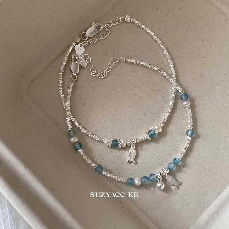 Suzyacc Kr 925银手链 【海盐小鱼】闺蜜手链精致百搭夏日DC0141
