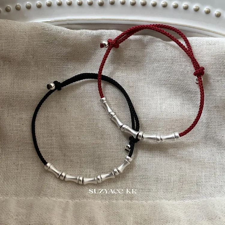 Suzyacc Kr 925银手链 【节节高升】竹节手绳手链气质小众DC0173