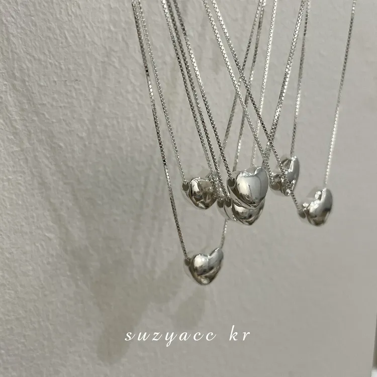 Suzyacc Kr 坠链均925银  爱心气质项链女锁骨链X0422