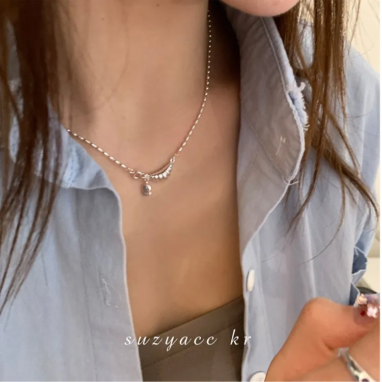 Suzyacc Kr 坠链均925银 【牛角包】气质百搭简约小众项链 X0734