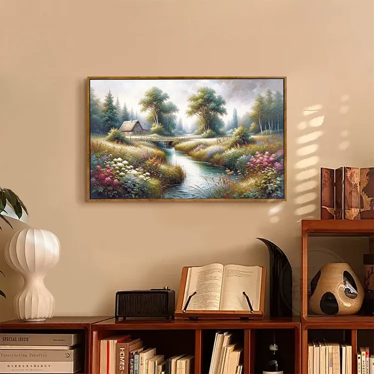 美式怀旧个性风景油画框厨房餐厅装修挂墙免打孔装饰有框画