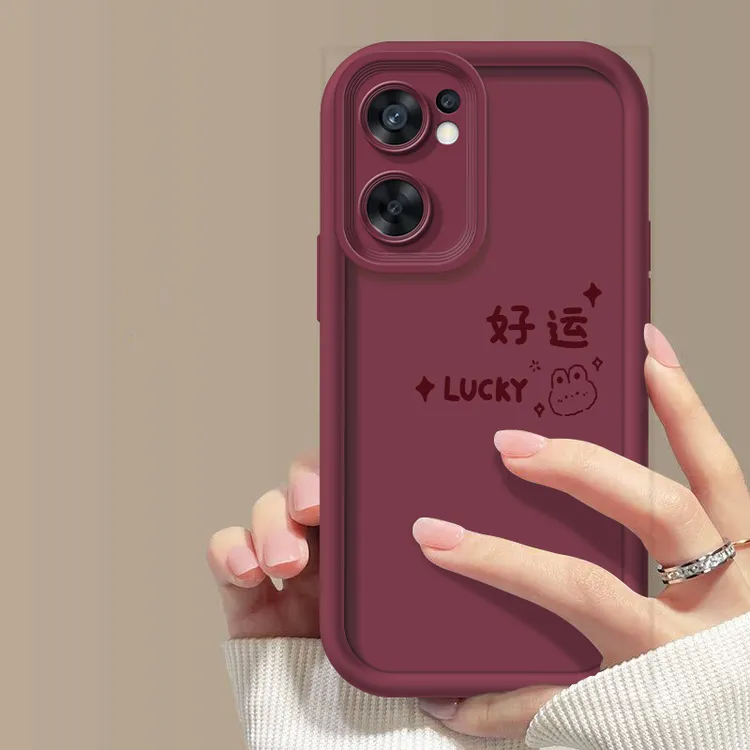 简约好运适用opporeno7se手机壳硅胶软纯色肤感全包边ins风硅胶女