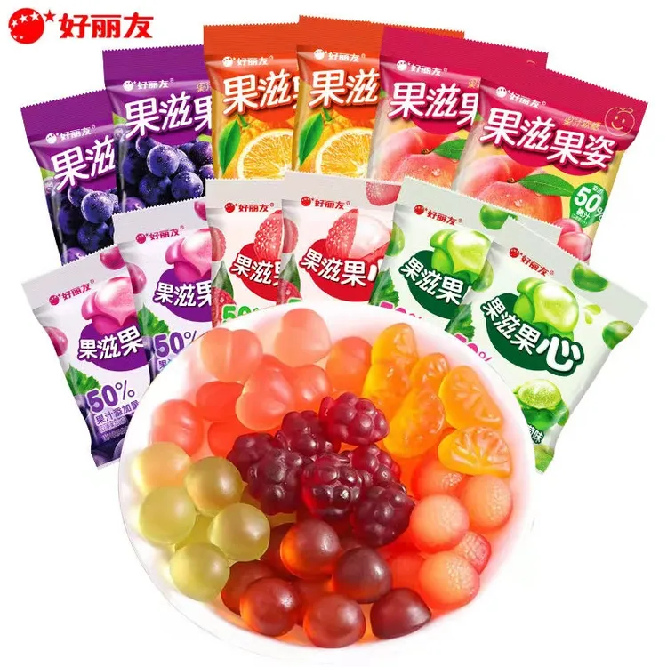 好丽友果滋果姿手剥皮爆汁软糖夹心多口味混合装qq糖儿童橡皮糖果