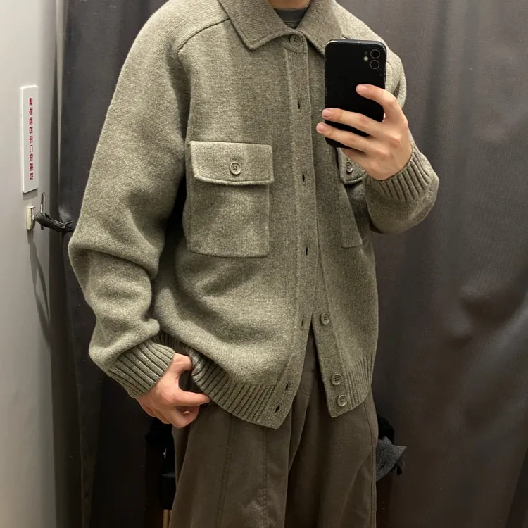 柔软针织衫开衫茄克长袖毛衫工装外套夹克男款女款情侣24秋冬新款