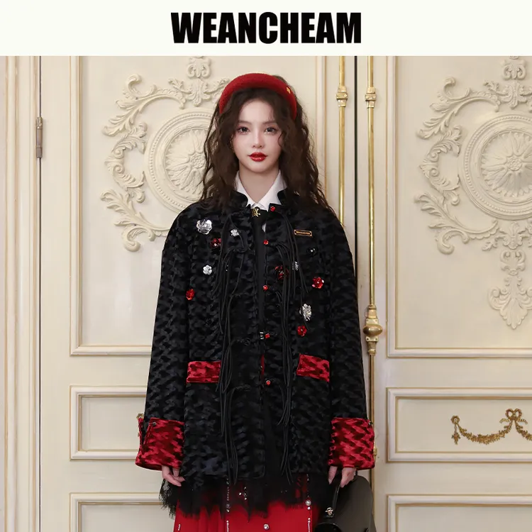 WEANCHEAM未未姆高智新年款新中式丝绒秋冬外套女装国潮W14QDT088