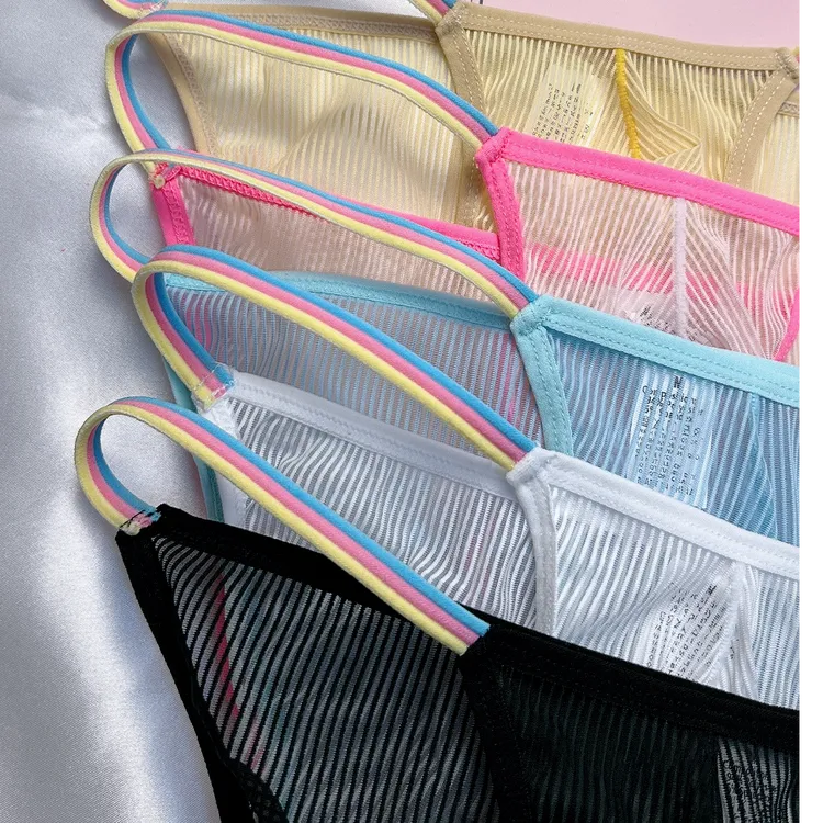 紫念花彩虹条纹性感三角男士内裤