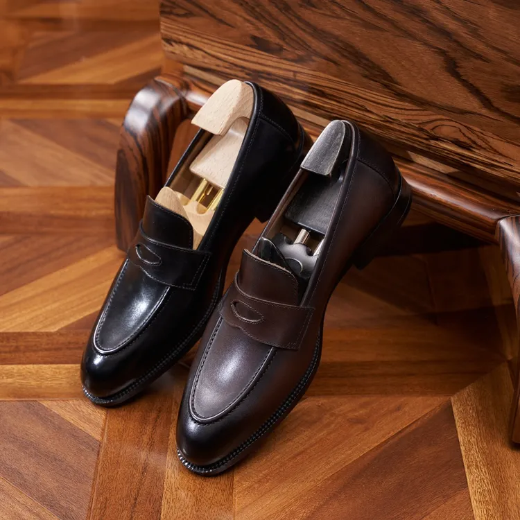 男士英伦方头偏圆真皮便士乐福鞋潮流懒人鞋时尚夏季休闲百搭皮鞋