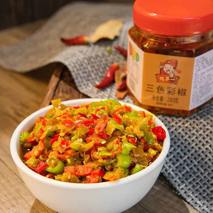 湖南特产三色彩椒辣椒酱 鲜辣双色剁椒下饭酱280g自制剁椒酱