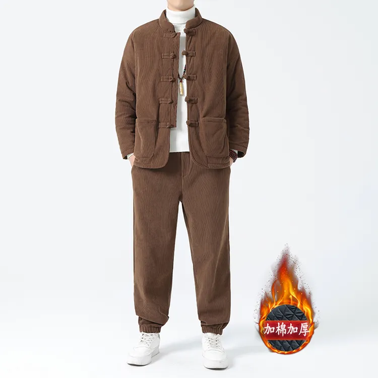 2025冬季新中国风套装中式复古唐装棉衣灯芯绒保暖棉袄男棉服套装