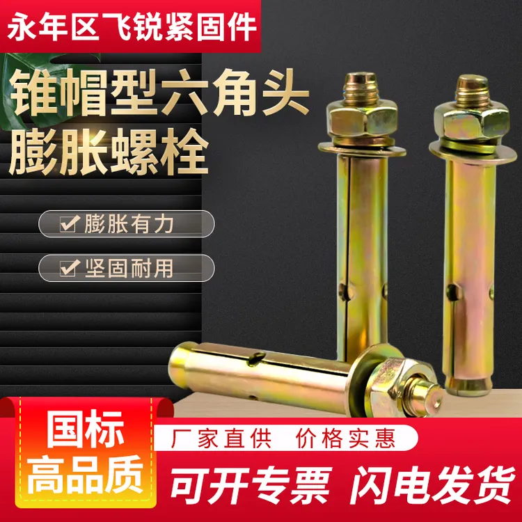 飞昕彩芯国标小头带孔外膨胀螺丝拉爆炸螺栓镀锌高端加厚膨胀螺栓