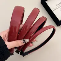 安可拉红显白洋气复古酒红色pu皮质发箍女高颅顶压发头箍发卡发饰